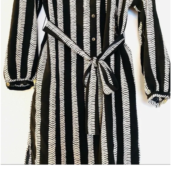 DUBGEE By Whoopi Button Black White Long Sleeve Hi-Low Belted Tunic Dress SZ-2X - Picture 4 of 7
